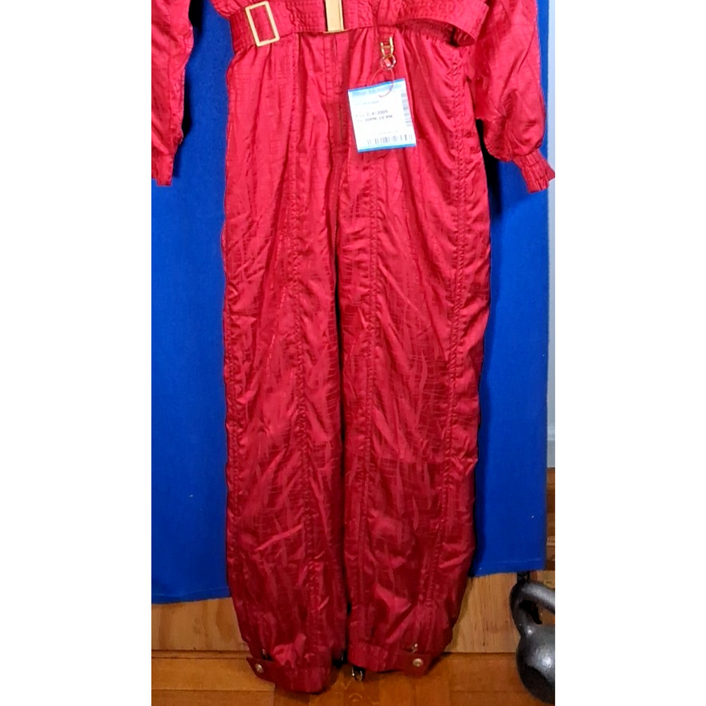 VTG 80s 90s Descente One Piece Ski Red Belted Snow Jumpsuit Snowsuit Women's 12 - Picture 5 of 16